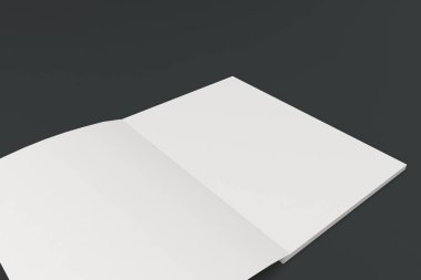 Boş beyaz açık broşür mock-up siyah arka plan üzerine