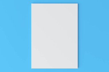 Boş beyaz kapalı broşür mock-up mavi zemin üzerine