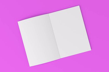 Boş beyaz açık broşür mock-up Menekşe arka plan üzerinde