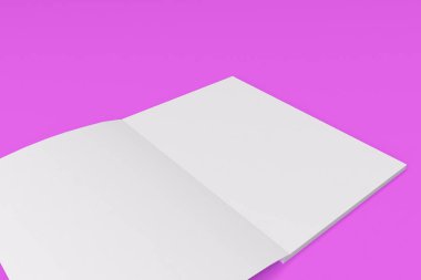 Boş beyaz açık broşür mock-up Menekşe arka plan üzerinde