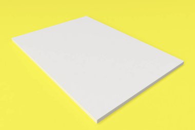 Boş beyaz kapalı broşür mock-up Sarı zemin üzerine