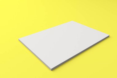 Boş beyaz kapalı broşür mock-up Sarı zemin üzerine
