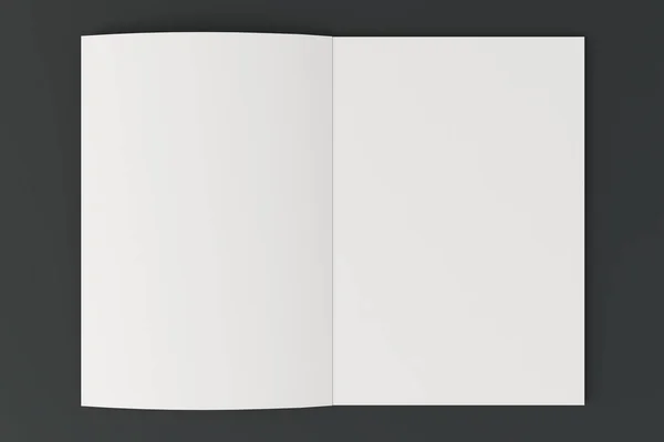 Maketa prázdné bílé otevřené brožury na černém pozadí — Stock fotografie