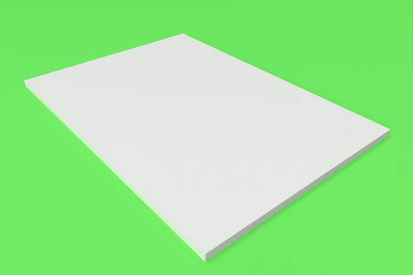 Folleto cerrado blanco en blanco maqueta sobre fondo verde —  Fotos de Stock