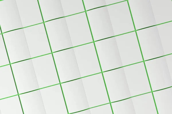 緑の背景の空白の白い開設パンフレット モックアップのグリッド — ストック写真