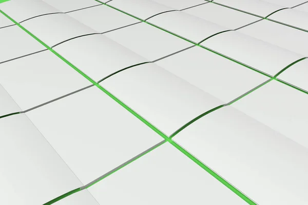 緑の背景の空白の白い開設パンフレット モックアップのグリッド — ストック写真