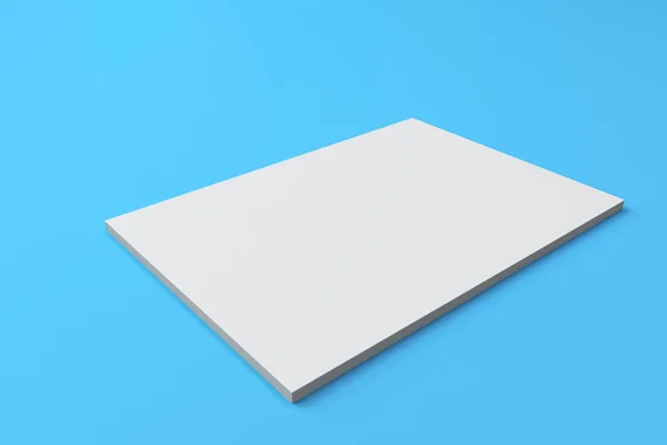 Folleto cerrado blanco en blanco maqueta sobre fondo azul —  Fotos de Stock