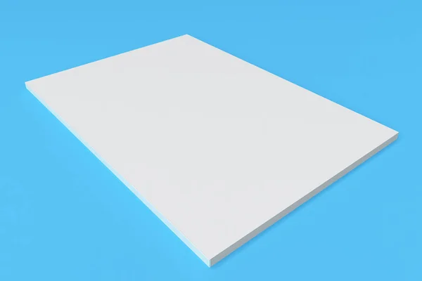 Blank white closed brochure mock-up on blue background — Stock Photo, Image
