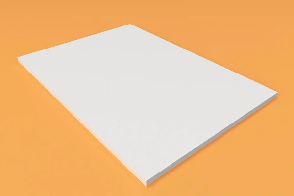 Boş beyaz kapalı broşür mock-up turuncu zemin üzerine — Stok fotoğraf