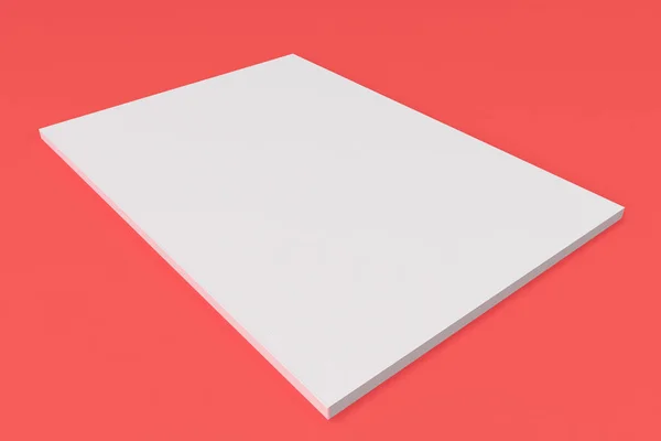 Folleto cerrado blanco en blanco maqueta sobre fondo rojo —  Fotos de Stock