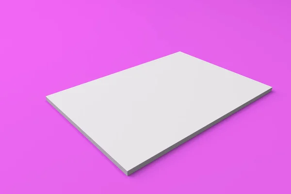 Makieta pusty biały broszura ZAMKNIĘTA na fioletowym tle — Zdjęcie stockowe