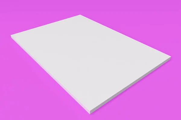 Branco branco fechado brochura mock-up em fundo violeta — Fotografia de Stock
