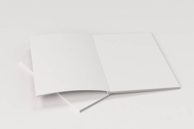 İki boş beyaz açık broşür mock-up beyaz arka plan üzerinde