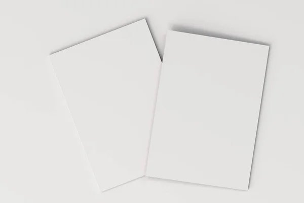 Two blank white closed brochure mock-up on white background — Stock Photo, Image