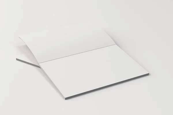 Zwei leere weiße offene Broschüren-Attrappen auf weißem Hintergrund — Stockfoto