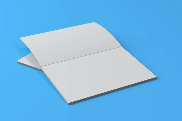 在蓝色背景上的两个空白白色打开小册子模拟 — 图库照片
