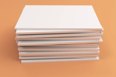 Boş beyaz kapalı broşür mock-up turuncu adam Tarih yığını