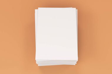 Boş beyaz kapalı broşür mock-up turuncu adam Tarih yığını