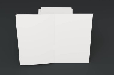 Yığın boş beyaz kapalı ve bir açık broşür mock-up bla üzerinde