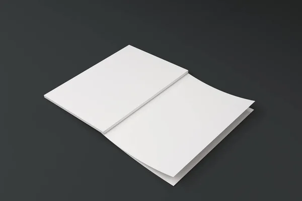 Mockup av tomma vita öppna broschyr liggande med locket upp och på b — Stockfoto