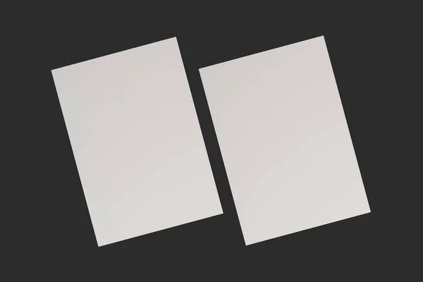 İki boş beyaz el ilanları mockup siyah arka plan üzerine