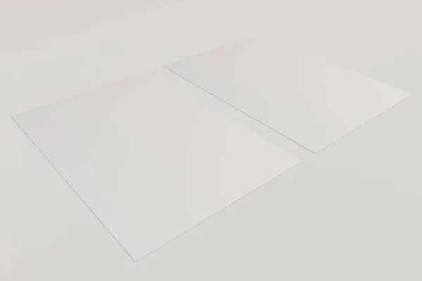 Dois panfletos brancos em branco mockup no fundo branco — Fotografia de Stock