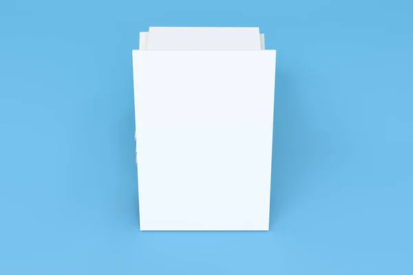 Stapel leeg wit gesloten brochure mock-up op blauwe achtergrond — Stockfoto