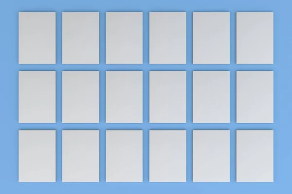 Stack di volantini bianchi su sfondo blu — Foto Stock