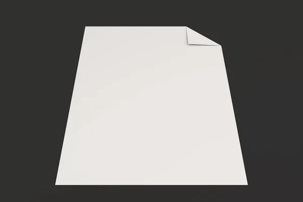 Пустой белый флаер с изогнутым угловым макетом на черной спинке — стоковое фото
