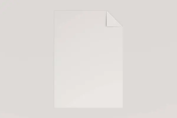 Folleto blanco en blanco con una maqueta de esquina curva sobre fondo blanco — Foto de Stock