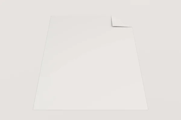 Blank white flyer with a curved corner mockup on white backgroun — Stock Photo, Image