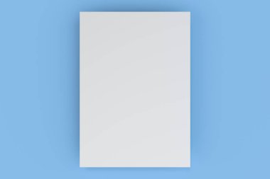 Boş beyaz el ilanı mockup mavi zemin üzerine