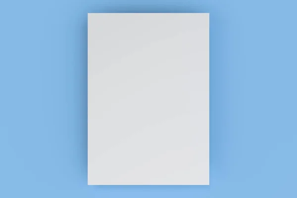 Blank white flyer mockup no fundo azul — Fotografia de Stock