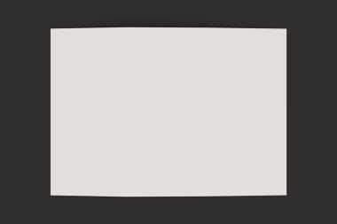 Siyah arka plan üzerine boş beyaz açık üç katlı broşür mockup