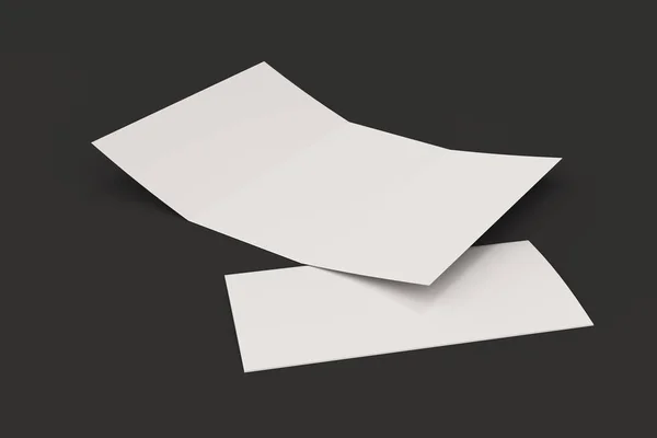 Blank white open three fold brochure mockup on black background — Stock Photo, Image