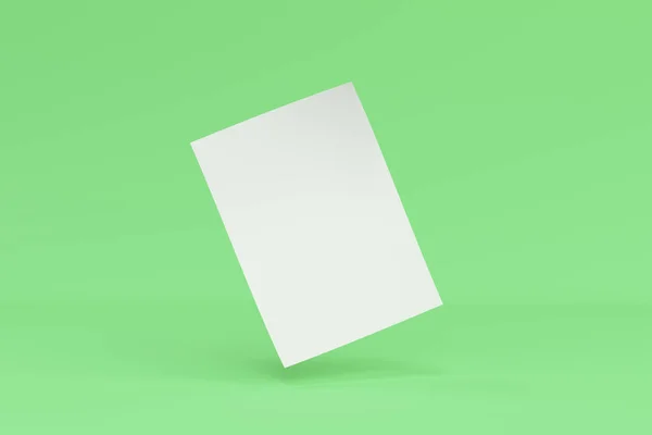 Blank white bended flyer mockup on green background — Stock Photo, Image