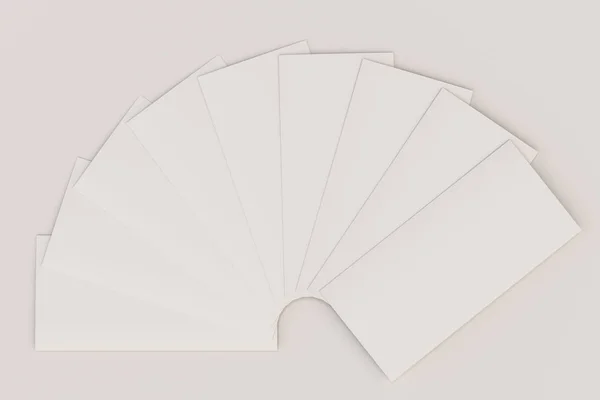 Порожній білий трикомпонентний макет брошури на білому тлі — стокове фото