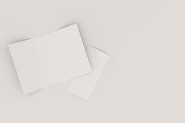 Beyaz arka plan üzerinde boş beyaz açık üç katlı broşür mockup — Stok fotoğraf