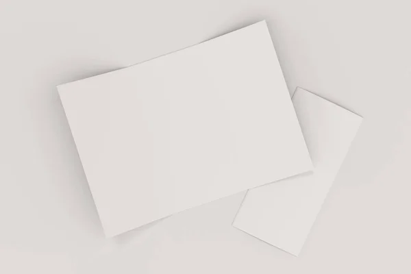 Leere weiße offene dreifache Broschüre-Attrappe auf weißem Hintergrund — Stockfoto