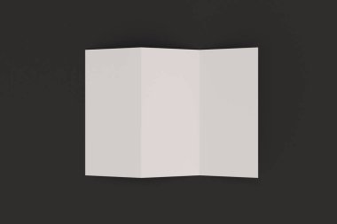 Boş beyaz üç katlı broşür mockup siyah arka plan üzerine