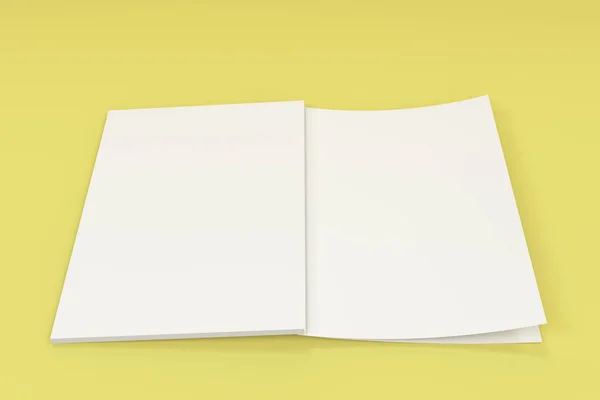 Mockup de blanco en blanco folleto abierto acostado con cubierta al revés en y — Foto de Stock