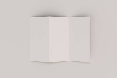 Boş beyaz üç katlı broşür mockup beyaz arka plan üzerinde