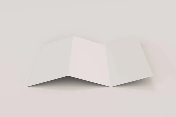 Blank white three fold brochure mockup on white background — Stock Photo, Image