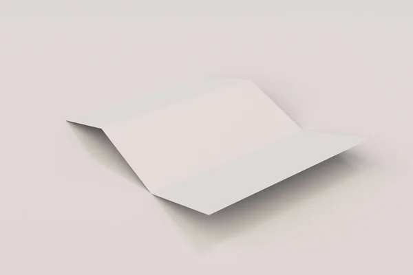Branco em branco três vezes brochura mockup no fundo branco — Fotografia de Stock