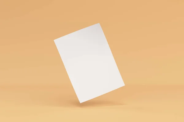 Folleto blanco en blanco doblado maqueta sobre fondo naranja —  Fotos de Stock