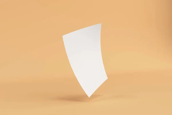 Bianco bianco flyer piegato mockup bianco su sfondo arancione — Foto Stock