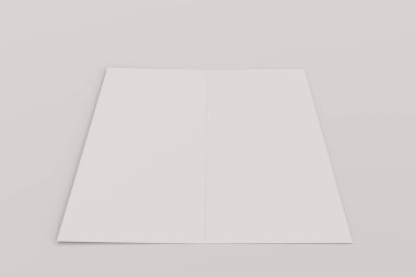 Boş beyaz iki kat broşürü mockup beyaz arka plan üzerinde