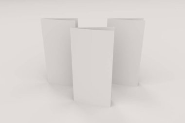 Boş beyaz iki kat broşürü mockup beyaz arka plan üzerinde