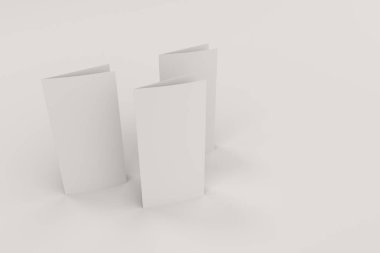 Boş beyaz iki kat broşürü mockup beyaz arka plan üzerinde