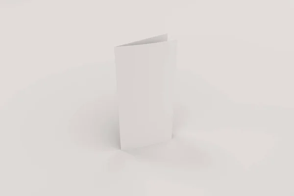 空白的白色两折小册子样机在白色背景上 — 图库照片